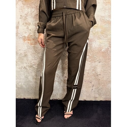 Malelions Malelions Women Stripe Loose Fit Pants Brown