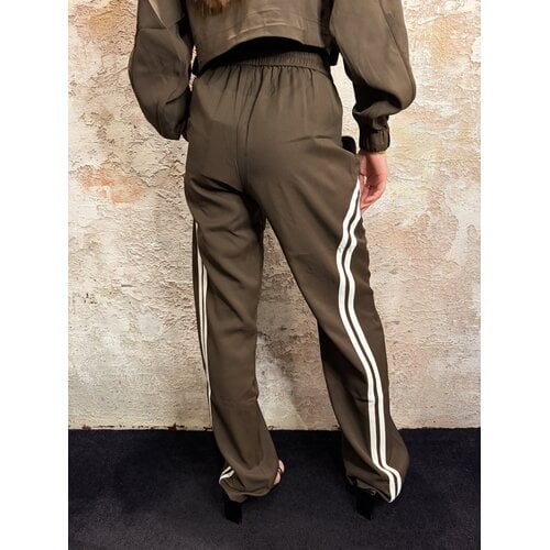 Malelions Malelions Women Stripe Loose Fit Pants Brown