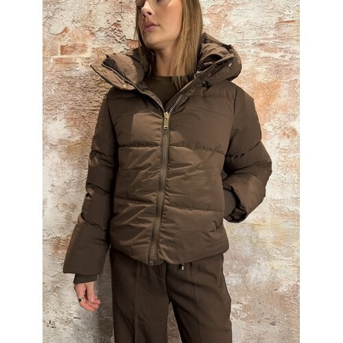 Malelions Emblem Puffer Jacket Brown