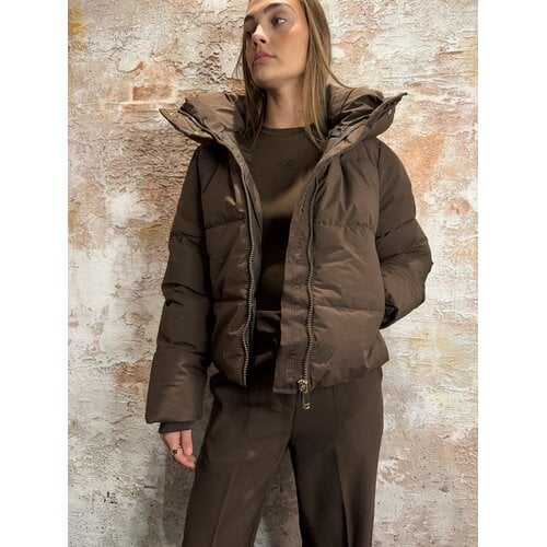 Malelions Emblem Puffer Jacket Brown