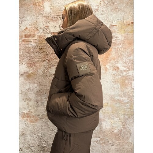Malelions Emblem Puffer Jacket Brown