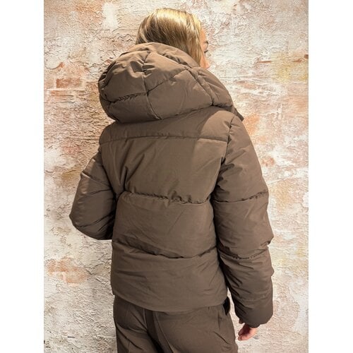 Malelions Emblem Puffer Jacket Brown