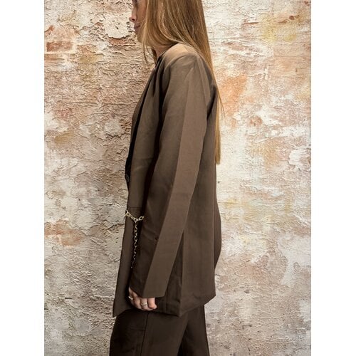 Malelions Oversized Chain Emblem Blazer Brown Malelions Oversized Chain Emblem Blazer Brown
