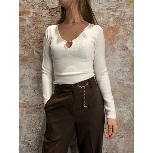 Malelions Emblem V- Neck Top White Malelions Emblem V- Neck Top White