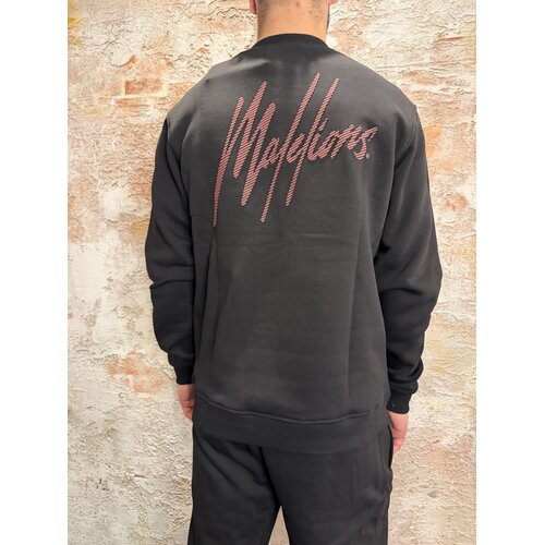Malelions Striped Signature Sweater Black Malelions Striped Signature Sweater Black