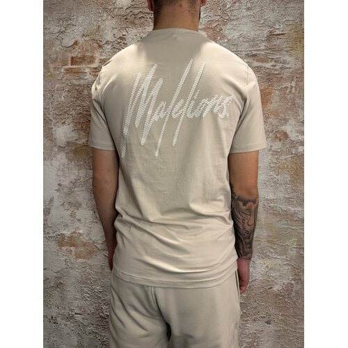 Malelions Striped Signature T- Shirt Almond Malelions Striped Signature T- Shirt Almond