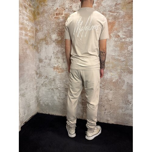 Malelions Striped Signature T- Shirt Almond Malelions Striped Signature T- Shirt Almond