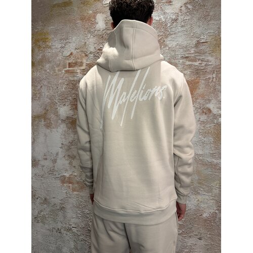Malelions Striped Signature Hoodie Almond Malelions Striped Signature Hoodie Almond