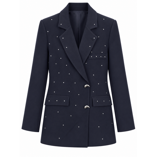 Rhyme & Hype Rhinestone Oversized Jacket Navy Rhyme & Hype Rhinestone Oversized Jacket Navy