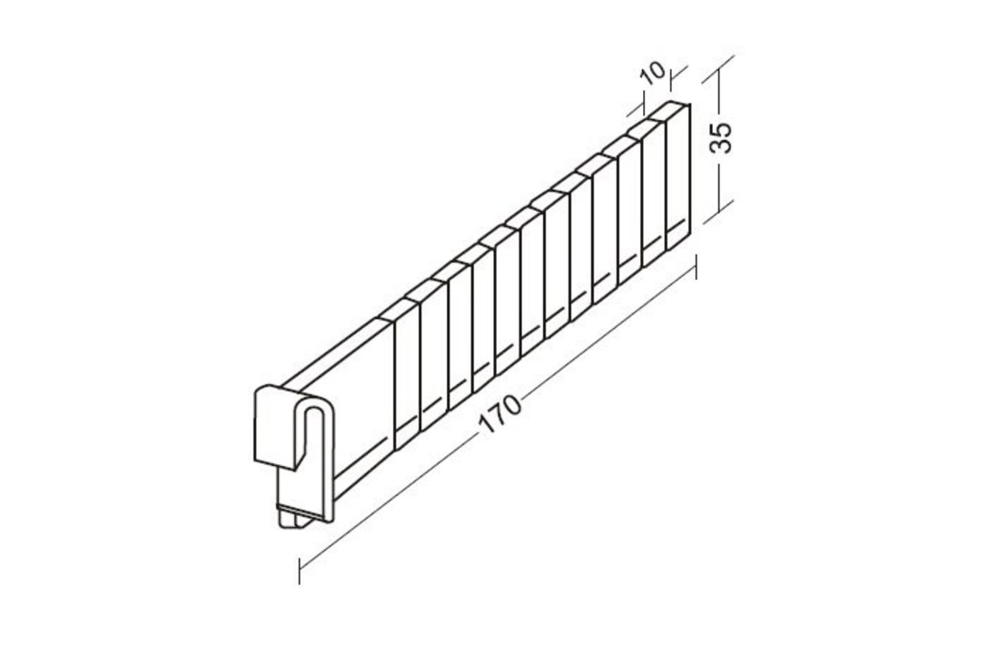 Verdeelschot UT105 35mm hoog in diverse afmetingen