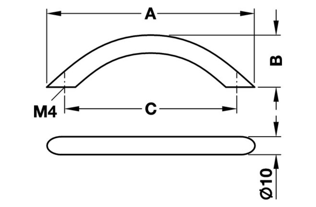 Greep staal verchroomd 10/148x30mm