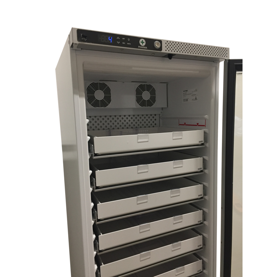 Vestfrost AKG 397 DIN Medicine refrigerator glassdoor + 9 drawers