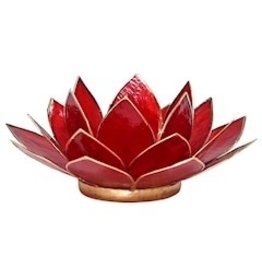 Lotus sfeerlicht rood goudrand 1 e chakra  13,50 cm