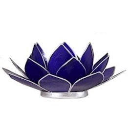 Lotus sfeerlicht indigo 6 e chakra zilverrand  13,50 cm
