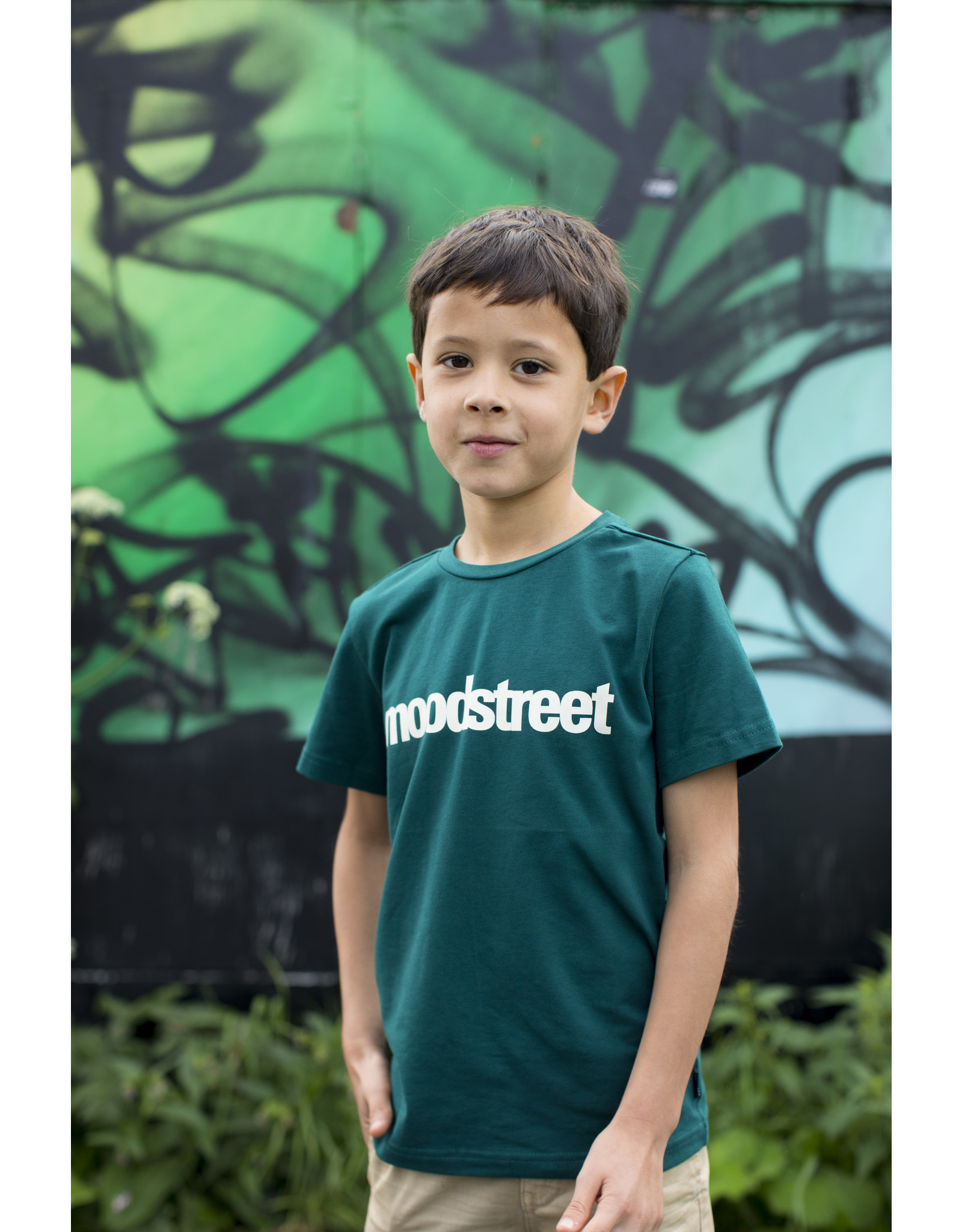 Moodstreet t-shirt logo print groen