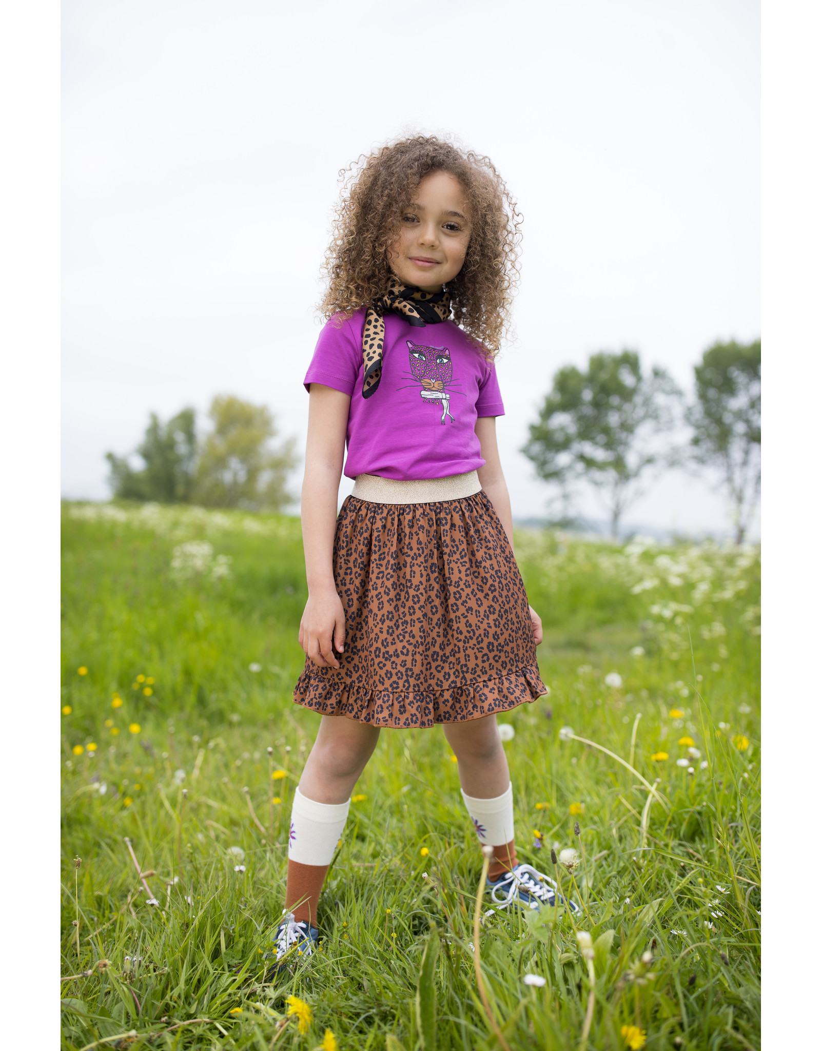 Moodstreet Girls T-shirt with chest print purple