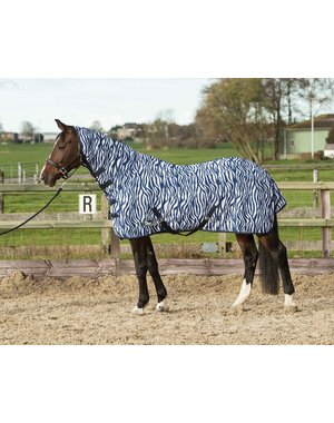 Harry's Horse Flysheet mesh with neck and surcingles, zebra medival blue