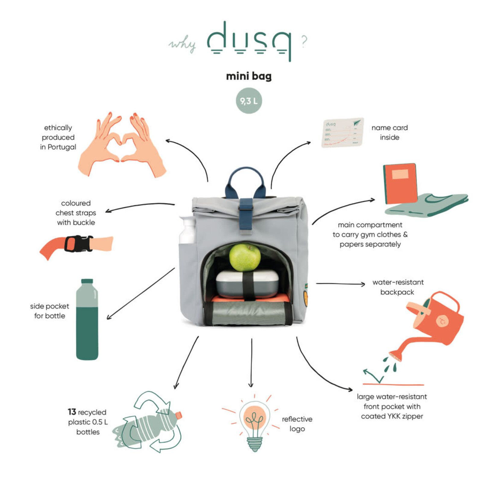 Dusq Mini Bag Canvas Cloud Grey /Ocean Blue