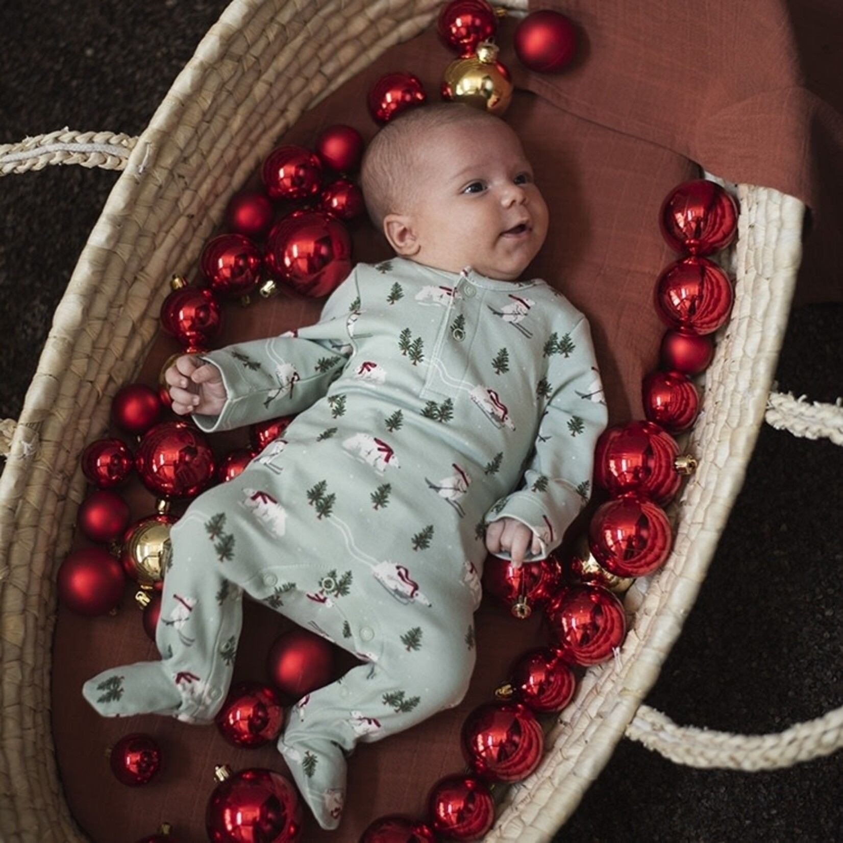 Trixie Baby Kerst Onesie met voetjes 50/56