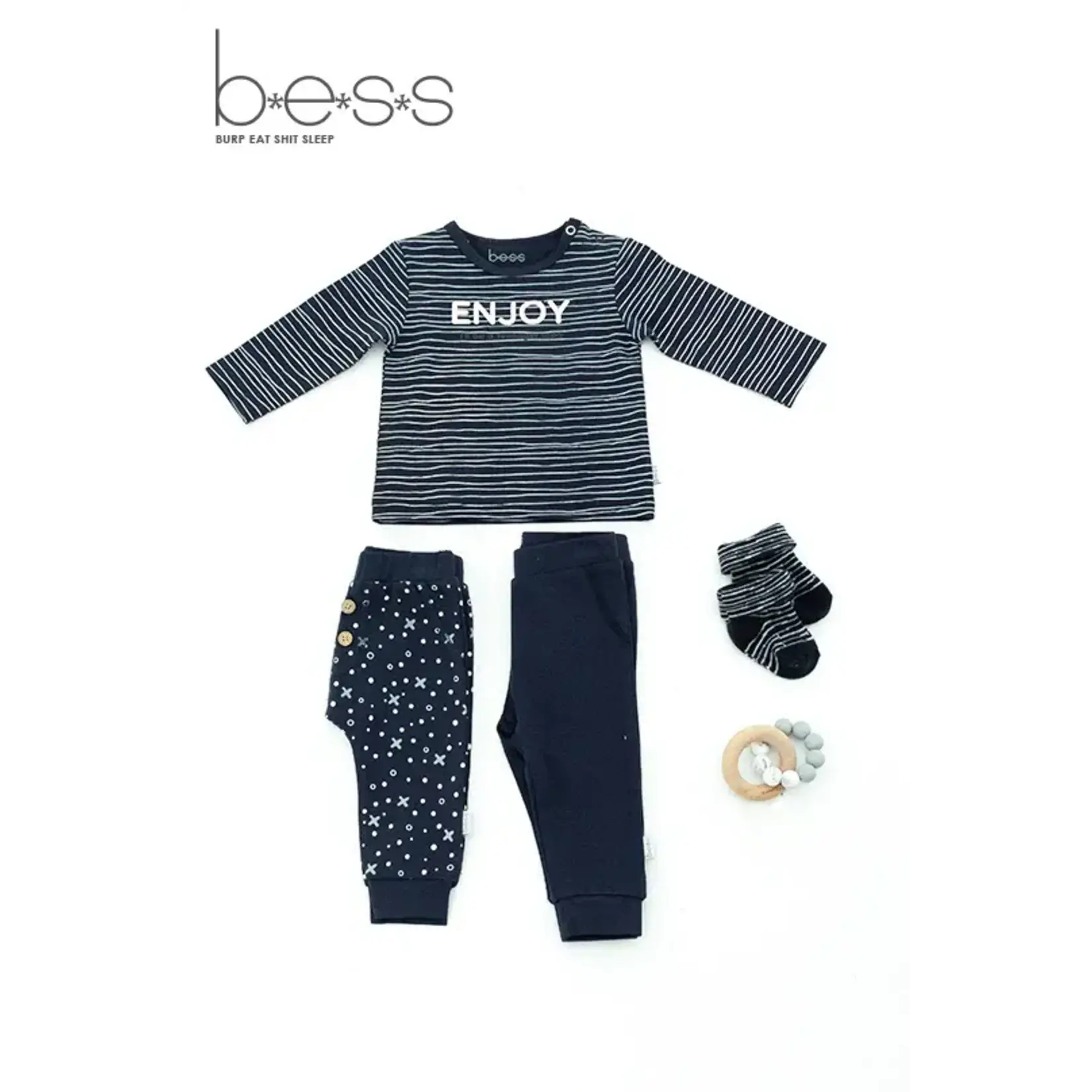 BESS Shirt Enjoy Pinstripe Blue L.SL