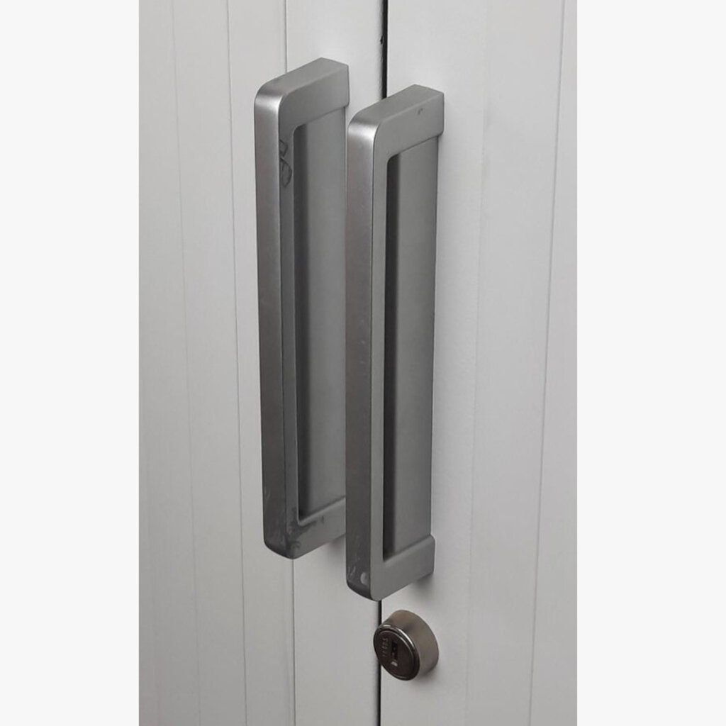 Steelcase Roldeurkast Wit 198 x 120 x 43 zwarte legborden