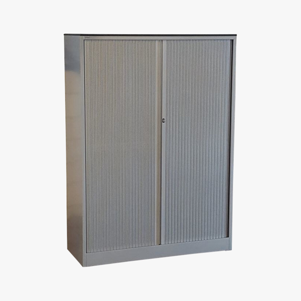 Roldeurkast Zilvergrijs ahorn 160 x 120 x 45 3 legborden