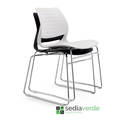 Sedia Verde Venetia Kantine Stoel Chroom Slede Frame