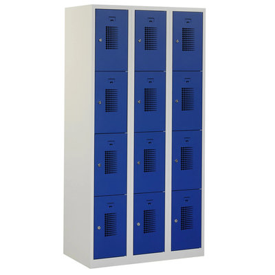 MN Locker Basic 12-Deurs Blauw Geperforeerd