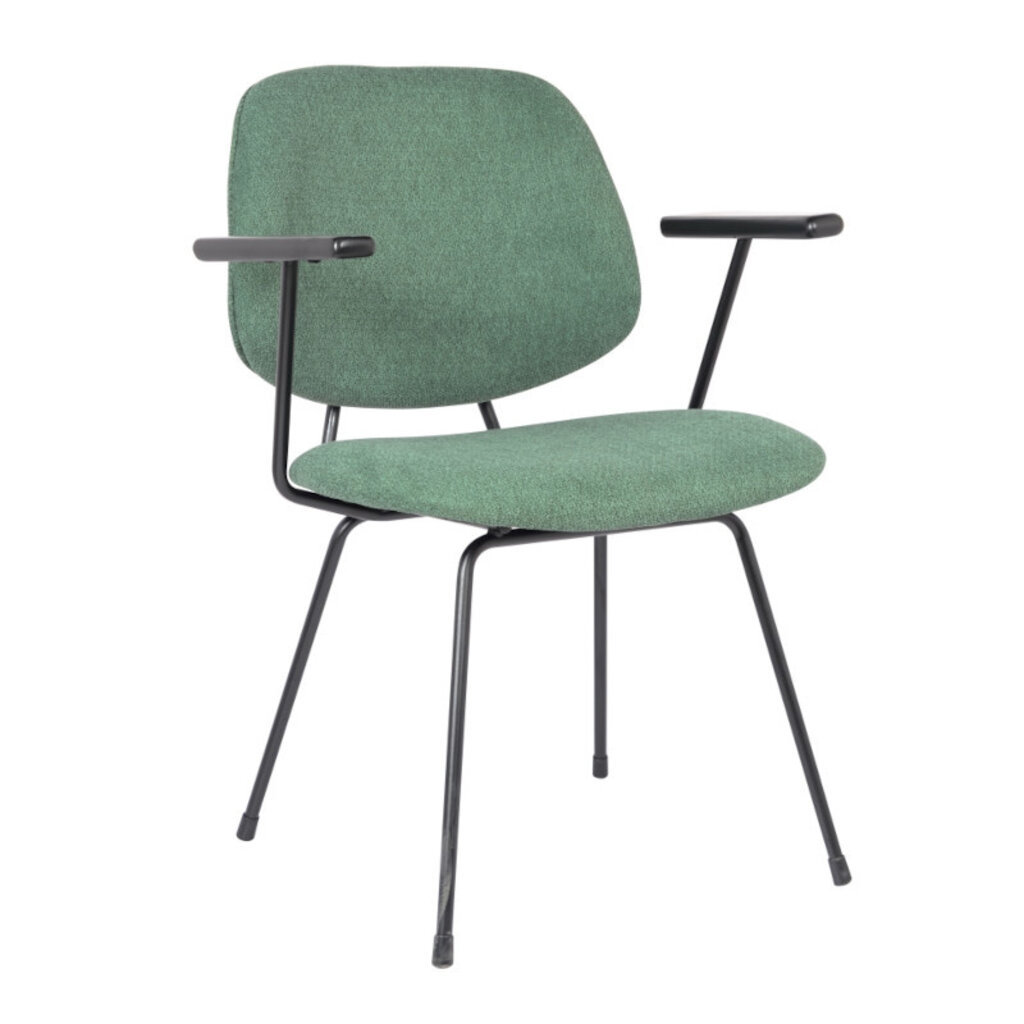 MN Sepp Extra Brede Gestoffeerde Vergaderstoel Groen Met Arm