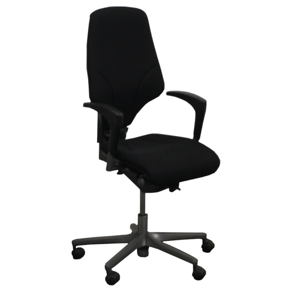 Giroflex 64 Bureaustoel Zwart Antraciet Smalle Arm Nieuwe Stof Hoge Rug