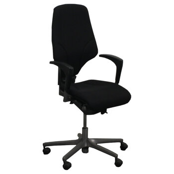 Giroflex 64 Bureaustoel Zwart Antraciet Smalle Arm Nieuwe Stof Hoge Rug
