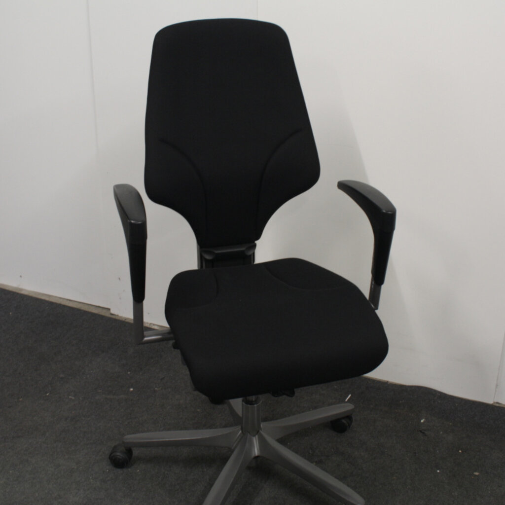 Giroflex 64 Bureaustoel Zwart Antraciet Smalle Arm Nieuwe Stof Hoge Rug