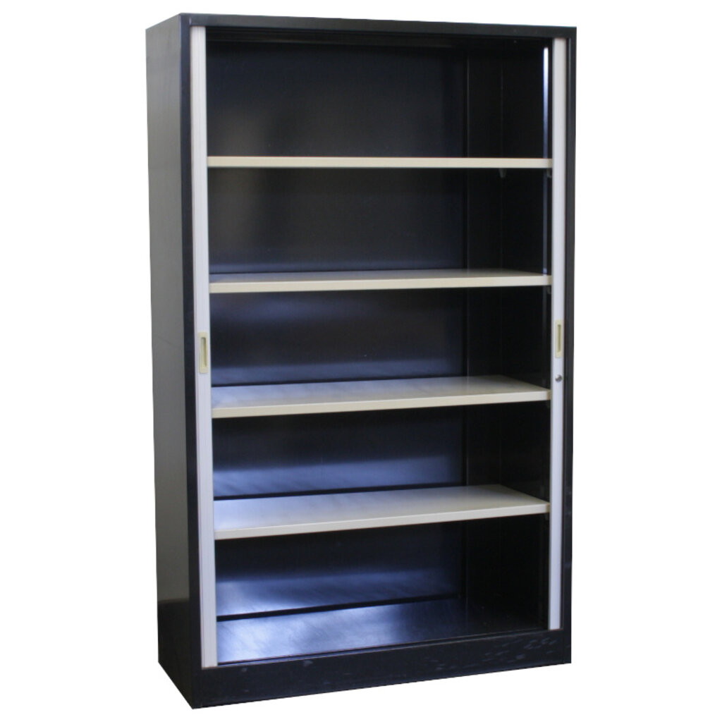 Amerland Roldeurkast Zwart Lichtgrijs 195 x 120 x 47