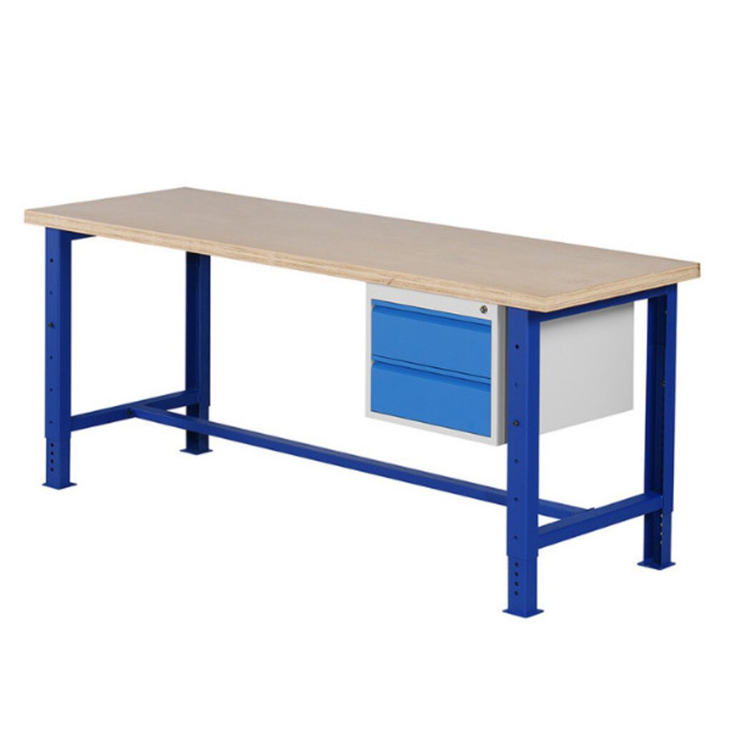 MN Werkbank Blauw Hout Hoogte Verstelbaar B200xD70