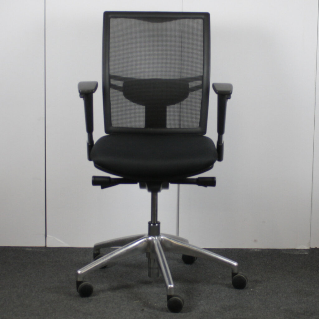 Rhea NEN1335 Bureaustoel Zwart Netweave Chroom Luxe Arm