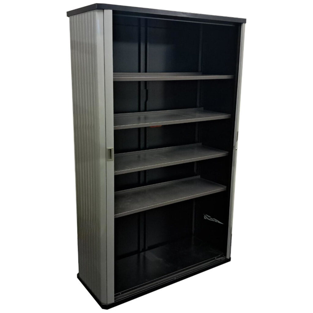 Gispen Octa Roldeurkast Zwart Zilvergrijs Zwart 195 x 120 x 49