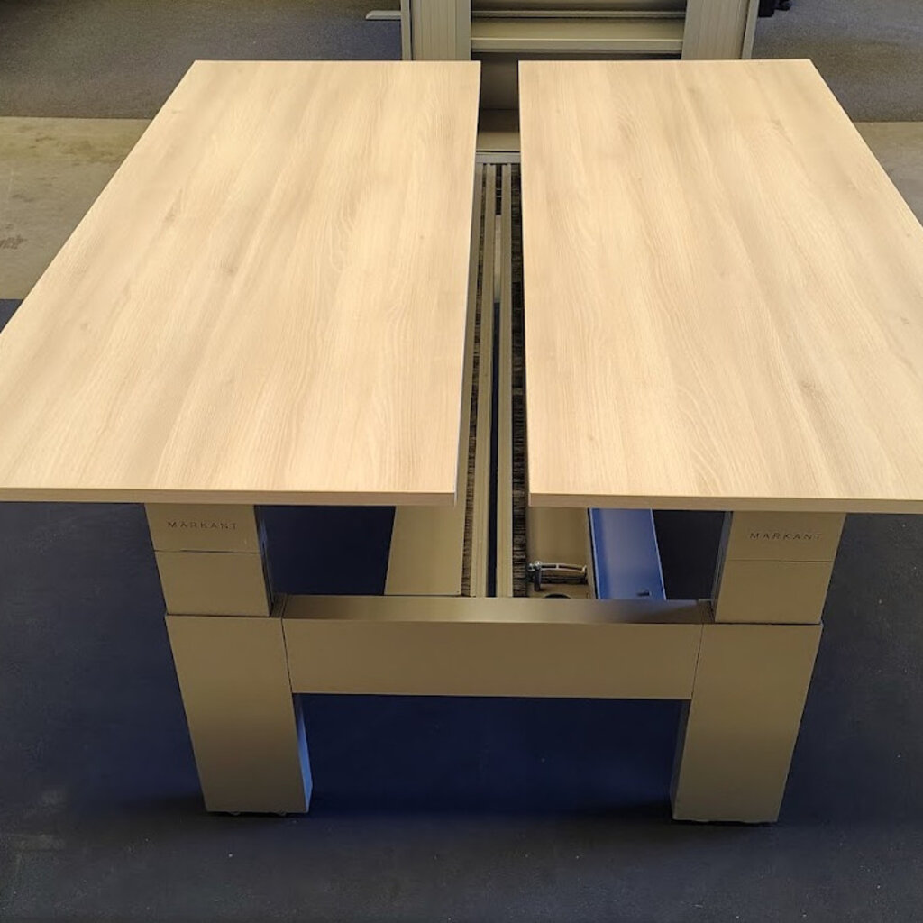 Markant Slingerbureau Bench Zilvergrijs Licht Eiken B180xD80