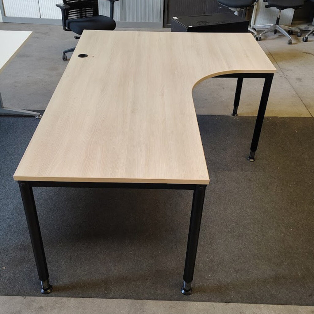 Hoekbureau Zwart Licht Eiken B200/80xD160/80 Rechts