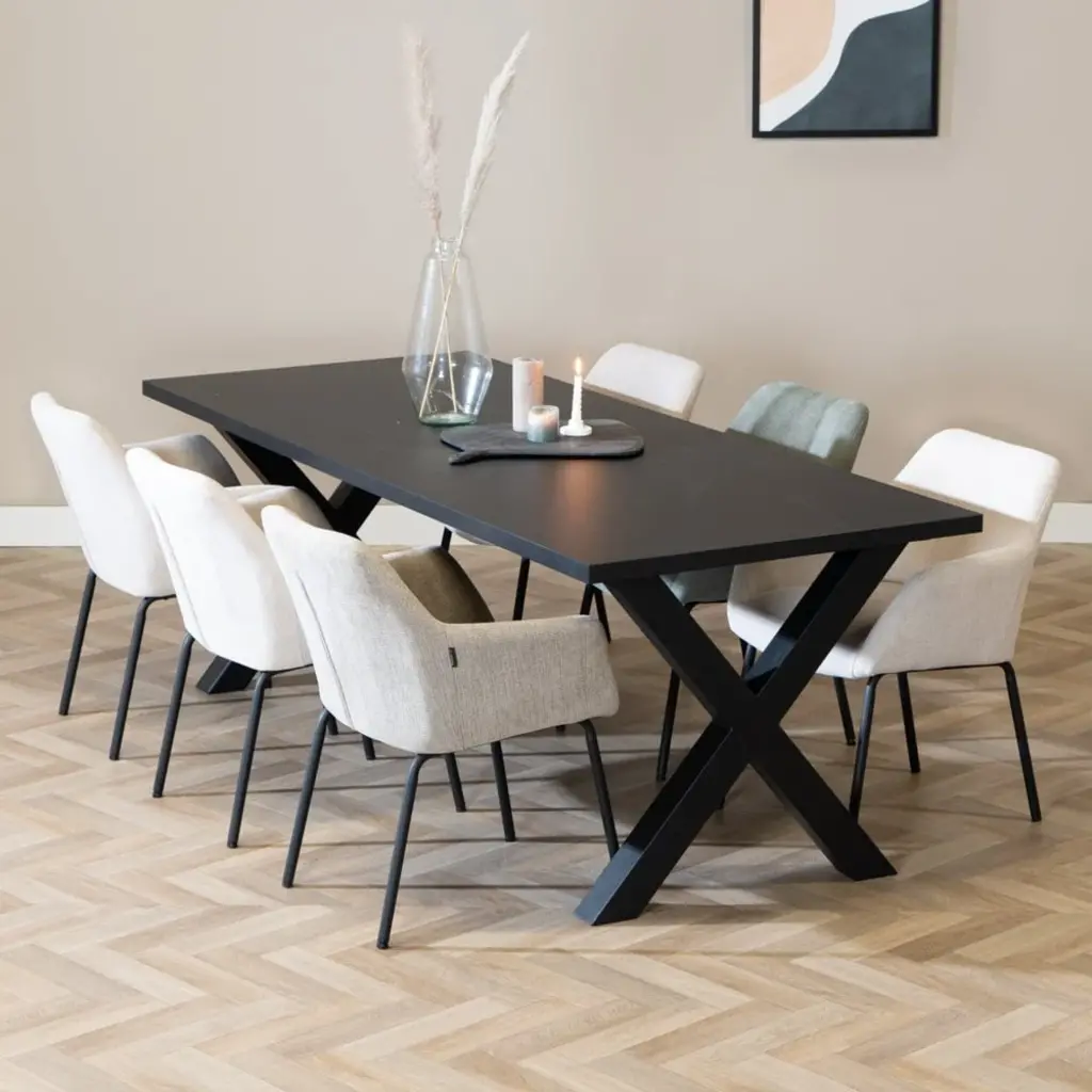 MN Kopenhagen X-poot Vergadertafel Extra Dik Blad B220xD90