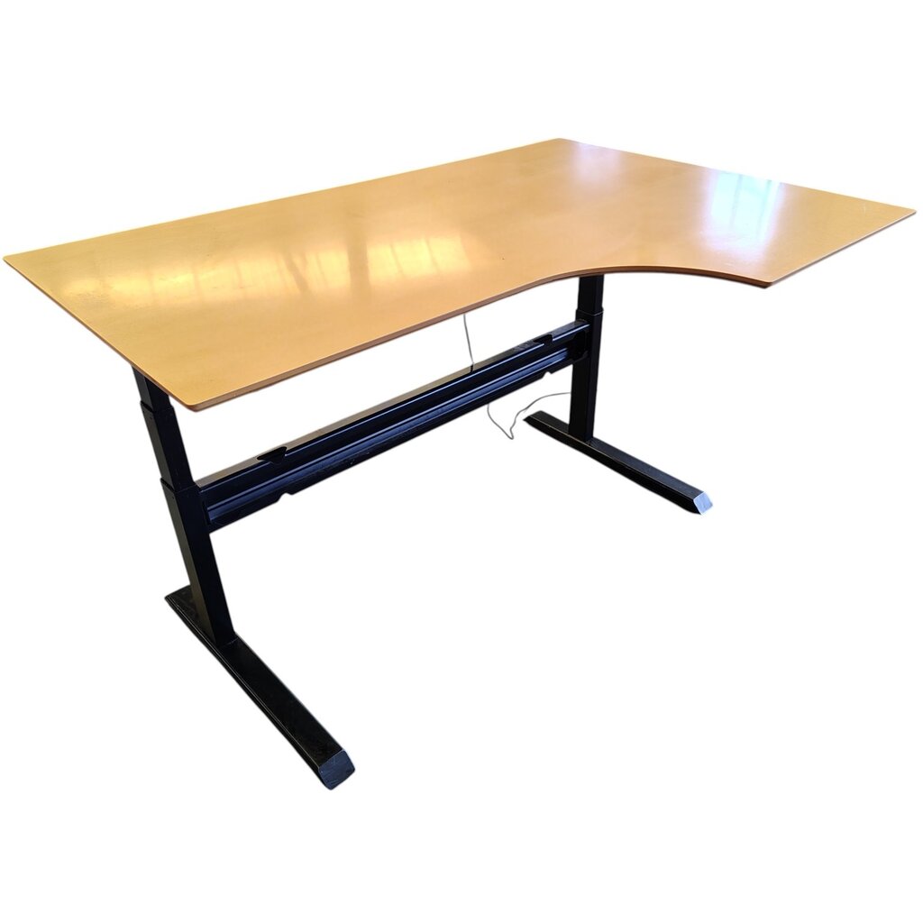 Elektrisch Zit Sta Hoekbureau Zwart Beuken 160 x 110/80  Rechts