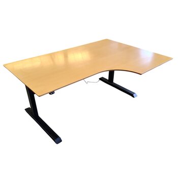 Elektrisch Zit Sta Hoekbureau Zwart Beuken 160 x 110/80  Rechts