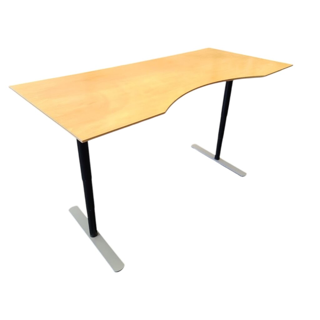 Elektrisch Zit Sta Cockpitbureau Zwart Grijs Beuken 200 x 90
