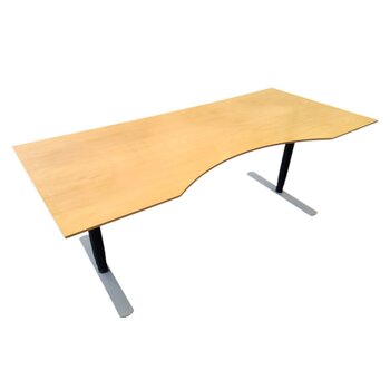 Elektrisch Zit Sta Cockpitbureau Zwart Grijs Beuken 200 x 90