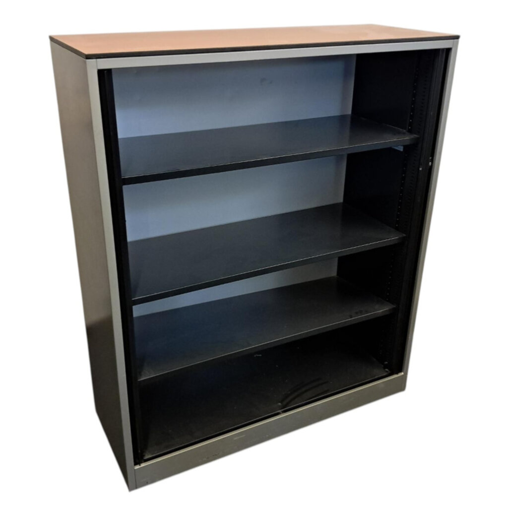 Ahrend Roldeurkast Zilvergrijs Zwart Kersen 144 x 120 x 45