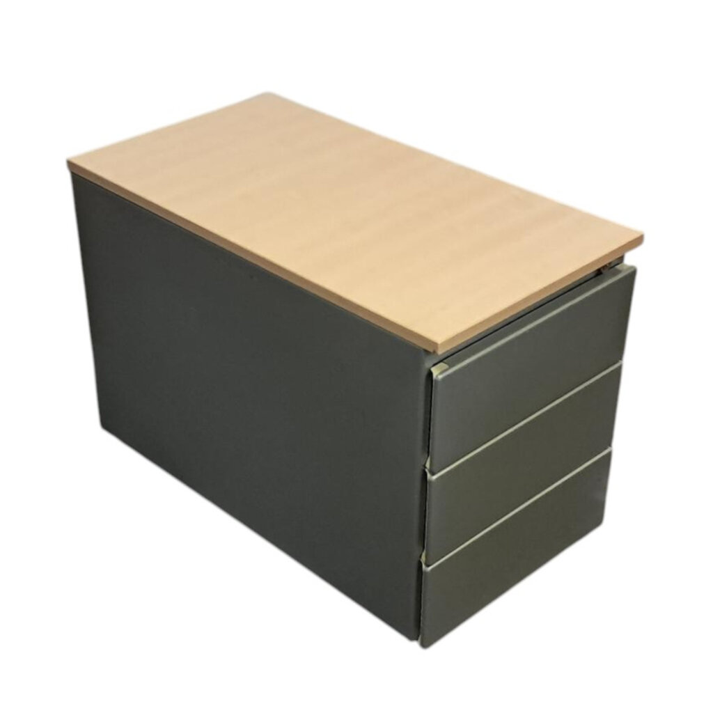 Steelcase Ladeblok 3 Laden Zilvergrijs Ahorn