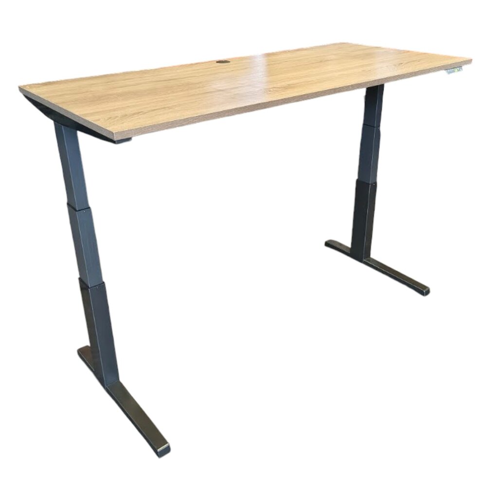 Steelcase Elektrisch Zit Sta Bureau Antraciet Midden Eiken B180xD80