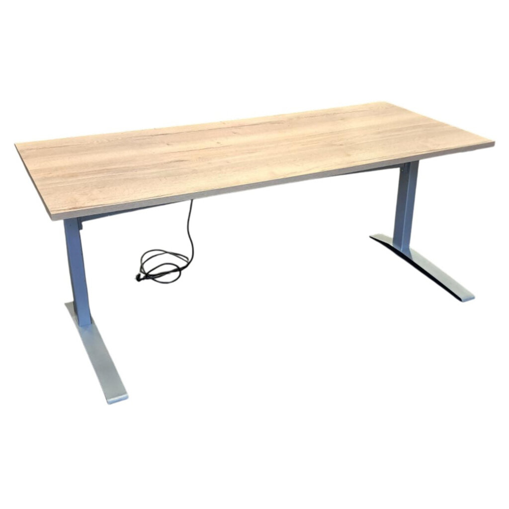 Elektrisch Zit Sta Bureau Zilvergrijs Natuur Eiken  B180xD90