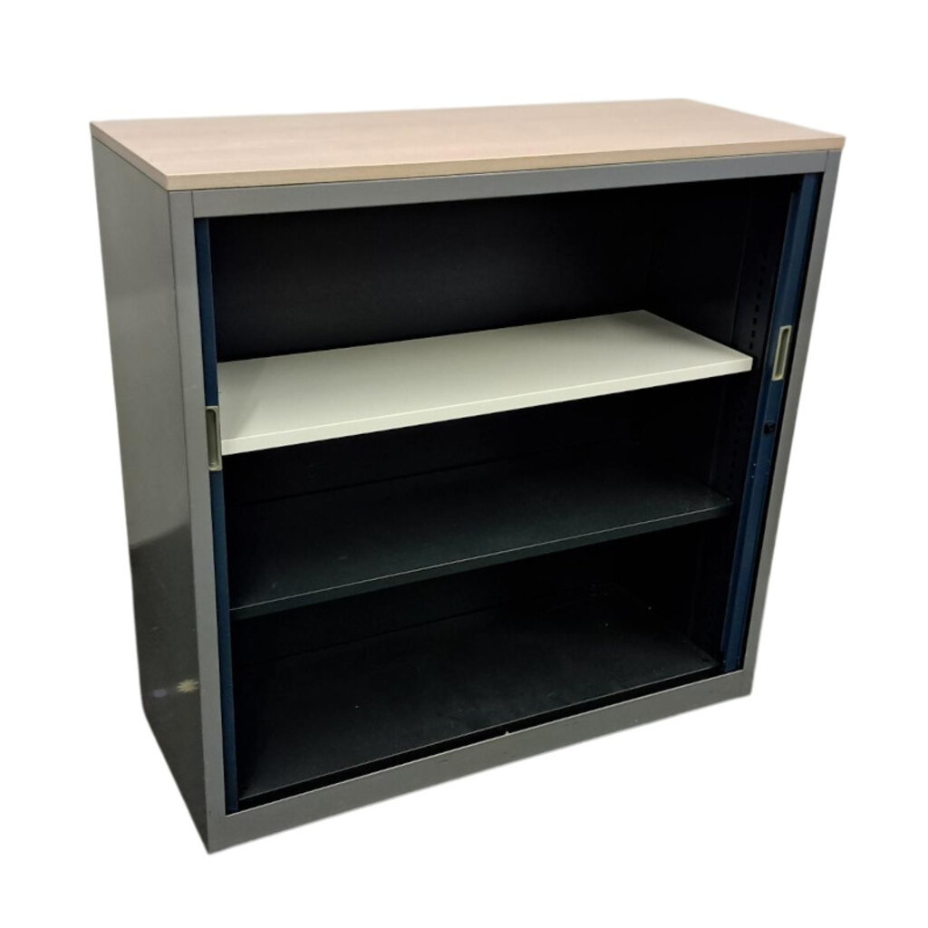 Aspa Roldeurkast Zilvergrijs Blauw Eiken 118 x 120 x 47