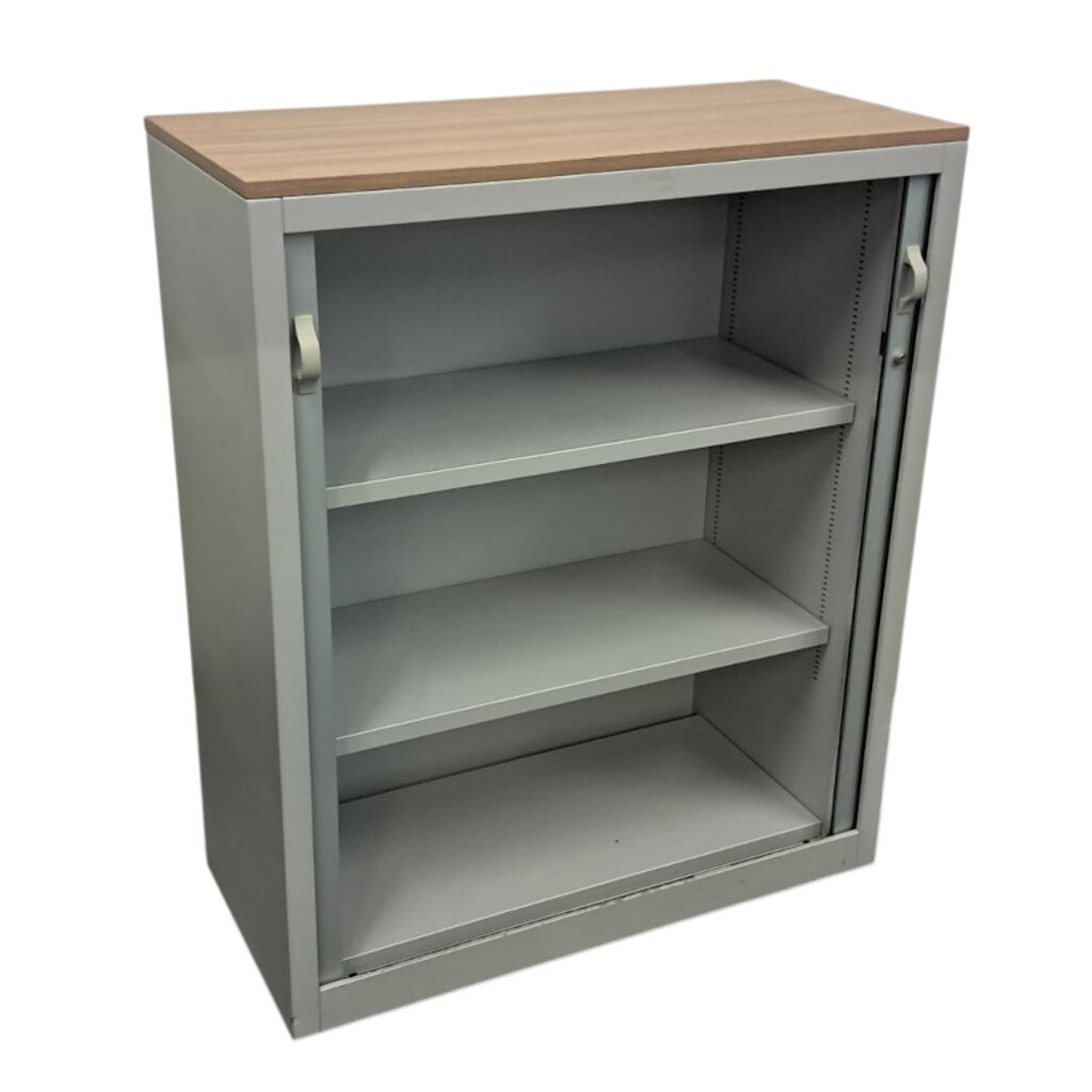 Knoll Roldeurkast Zilvergrijs Noten H119 x B100 x D46