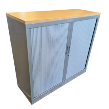 Roldeurkast Zilvergrijs Beuken  H108xB120xD43 1LB1HF Mist Slot